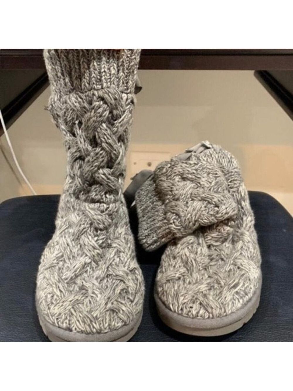 UGG Isla Gray Cable Knit Boots - Picture 5 of 7